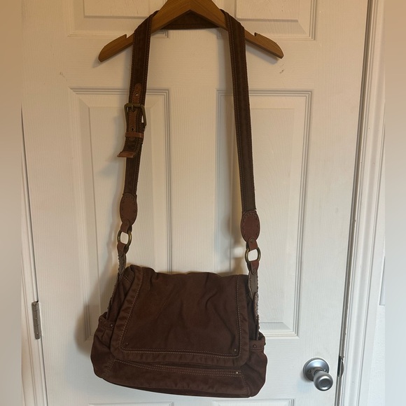 Fossil Chocolate Brown Messenger Bag with Decorative Strap - Picture 4 of 11
